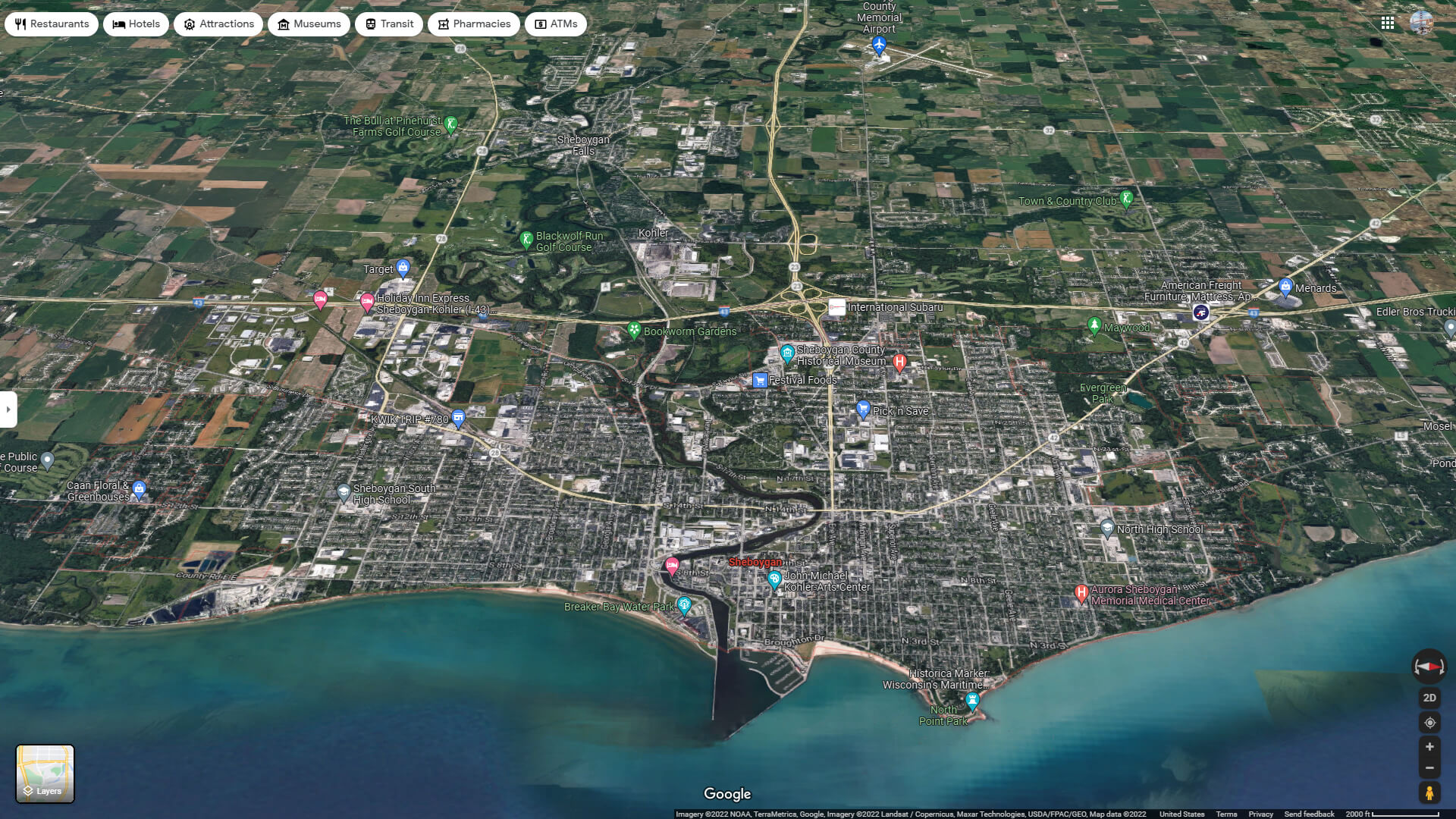 Sheboygan Aerial Map Wisconsin